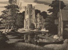 * After George Mackley (British, 1900-1983) - 'Hemingford Grey' - Limited edition woodcut 20/75