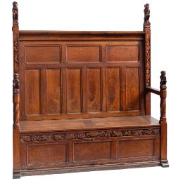 A potentially important Scottish Arts & Crafts oak box settle,