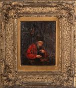 A later copy of a 17th Century Dutch school - A figure counting money - Oil on panel -