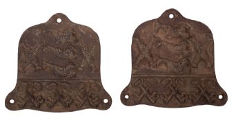 A pair of cast iron armorials for the Worshipful Company of Fishmongers,
