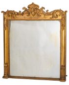 A George IV carved giltwood and gesso overmantel mirror, with acanthus leaf,