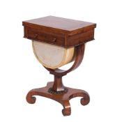 An early Victorian rosewood combined card and work table,