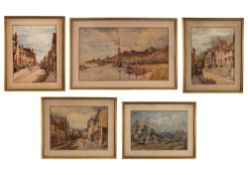 Francis Browne Tighe (act 1885-1926) Various town scenes and landscapes - Watercolour on paper -