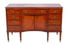 An Edwardian satinwood, banded and crossbanded rectangular desk,