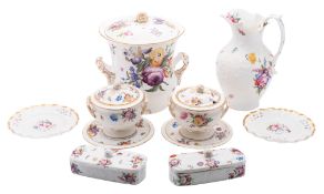 A group of Coalport wares, circa 1820-30 moulded and painted with floral sprays and sprigs,