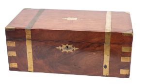 A substantial Victorian mahogany and brass bound writing slope,