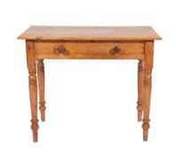 A 19th Century pine rectangular side table, fitted with a single long drawer,