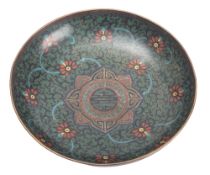 A Japanese cloisonné saucer dish