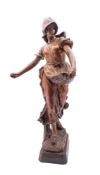 An Austrian painted plaster model of a maiden, by Goldsheider,