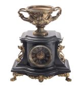 Japy Freres, Paris a late-Victorian black marble and brass mantel clock