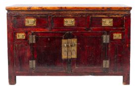 A Chinese stained wood side cabinet
