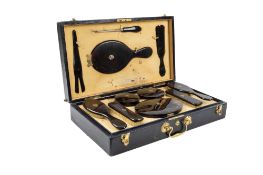 Pittway Bros, London, a Victorian black leather dressing case,