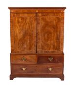 A 19th century mahogany and inlaid linen press,
