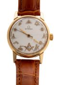 Omega, model 30T2, a gentleman's 14K gold Masonic wristwatch