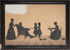 William Henry Dyer Beaumont (British, act 1833-1850) - A silhouette portrait of a family group