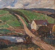 * Constance Bradshaw (British, 1872-1961) - 'From near Corfe Castle' - Oil on board - 54.5 x 59.