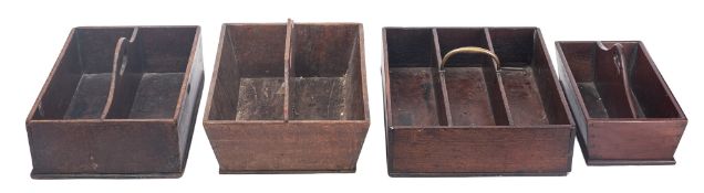 Four various 19th century cutlery porters; including a late George III mahogany example,