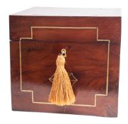 A mahogany and brass strung decanter case,