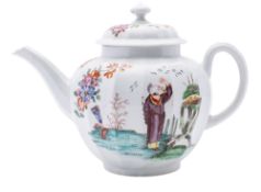 A First Period Worcester teapot and cover,