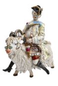 A large Capodimonte porcelain figure of Count Bruhl's tailor, after the Meissen original,