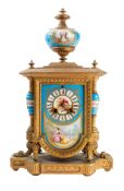 Japy Freres, Paris a gilt-metal and porcelain mantel clock