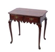 A George I or early George II oak and cross and feather banded 'lowboy' side table,