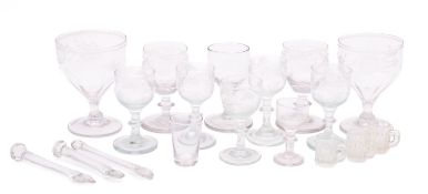 A mixed group of glass including a water jug