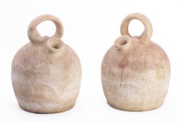 Two Spanish pottery botijo of traditiona