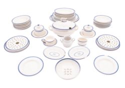 A Wedgwood creamware toy part dinner service with blue trim, together with some matchings,