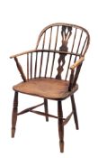 An ash and elm Windsor elbow chair,