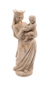 A Continental sculpted limestone, probably Caen Stone group of the Virgin and Child,