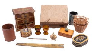 A burr walnut and brass bound correspondence chest, having a domed top with fitted interior,