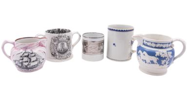 A mixed group of ceramics including a Meissen porcelain part tea service painted with flowers,