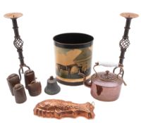 An iron a aluminium mounted counter top coffee grinder, early 20th century,