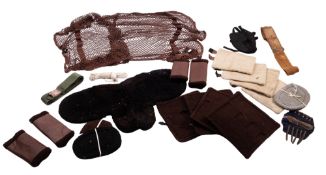 A quantity of horse tack, including a black wollen numnah,