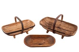 Two beechwood garden trugs,