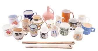 A group of Pottery and porcelain mugs and jugs,
