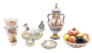 A Staffordshire pottery hen tureen and cover, 23cm long,