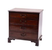 A mahogany chest, of drawers in George III style, later 19th century; the top with moulded edges,