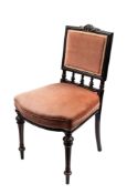 A Victorians ebonised and parcel giltwood and upholstered side chair in Aesthetic taste,