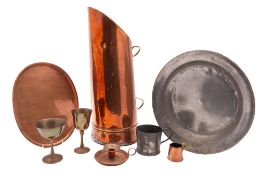 A collection of domestic metalware,
