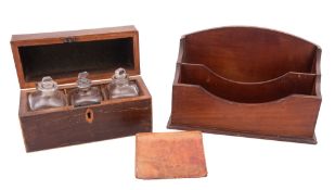 A walnut and crossbanded scent case,