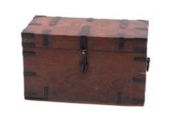 A walnut and iron bound trunk, probably Continental,
