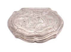 An 18th century parcel gilt snuff box, of cartouche form,