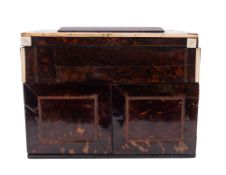 An Indo-Colonial tortoiseshell and ivory banded table cabinet,