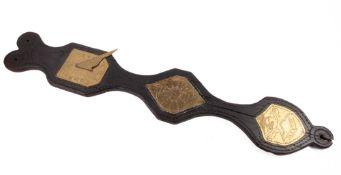 A brass mounted oak wall sundial, early