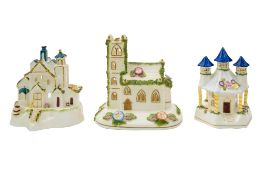 Three reproduction Coalport pastel burne