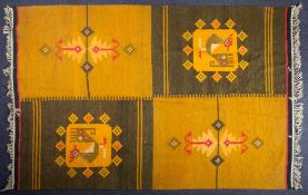 A 20th Century rectangular rug. Flora an