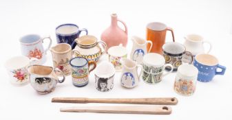 A group of Pottery and porcelain mugs an