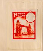 Five hand painted stamp designs / essays etc, including dated 1939 and signed RH Read.